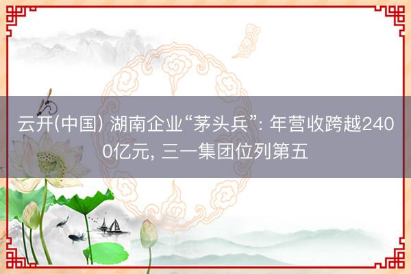 云开(中国) 湖南企业“茅头兵”: 年营收跨越2400亿元， 三一集团位列第五