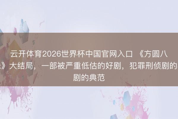 云开体育2026世界杯中国官网入口 《方圆八百米》大结局,一部被严重低估的好剧,犯罪刑侦剧的典范