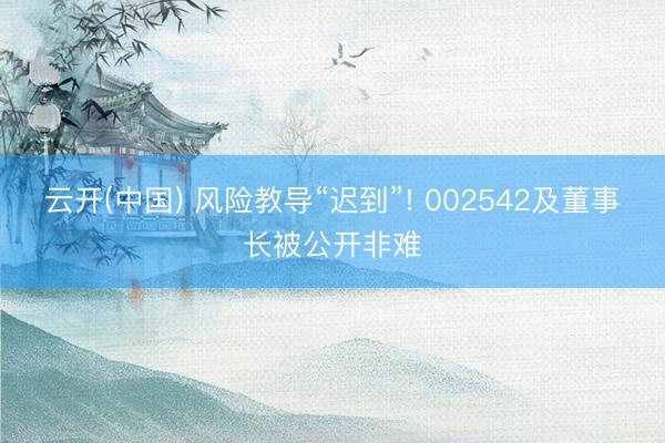 云开(中国) 风险教导“迟到”! 002542及董事长被公开非难