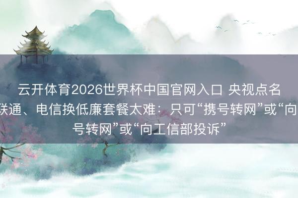 云开体育2026世界杯中国官网入口 央视点名曝光迁移、联通、电信换低廉套餐太难：只可“携号转网”或“向工信部投诉”