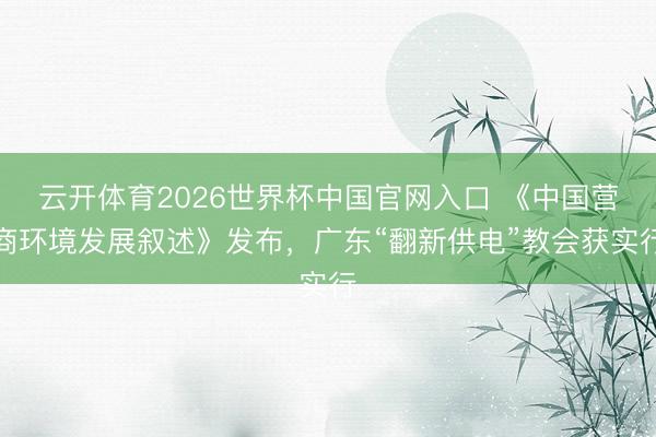 云开体育2026世界杯中国官网入口 《中国营商环境发展叙述》发布，广东“翻新供电”教会获实行
